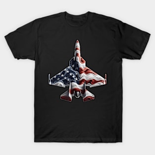 Fighter Jet Airplane American Flag Heart 4Th Of July T-Shirt